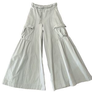 Free People Beach Mint Green Wide Leg Ultra Flare Cargo Pants Drawstring Flowy S